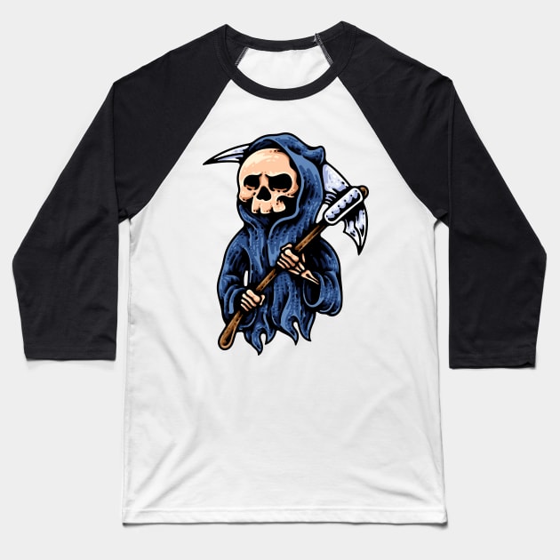The Reaper And The Scythe Baseball T-Shirt by andhiika